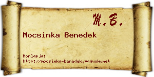 Mocsinka Benedek névjegykártya